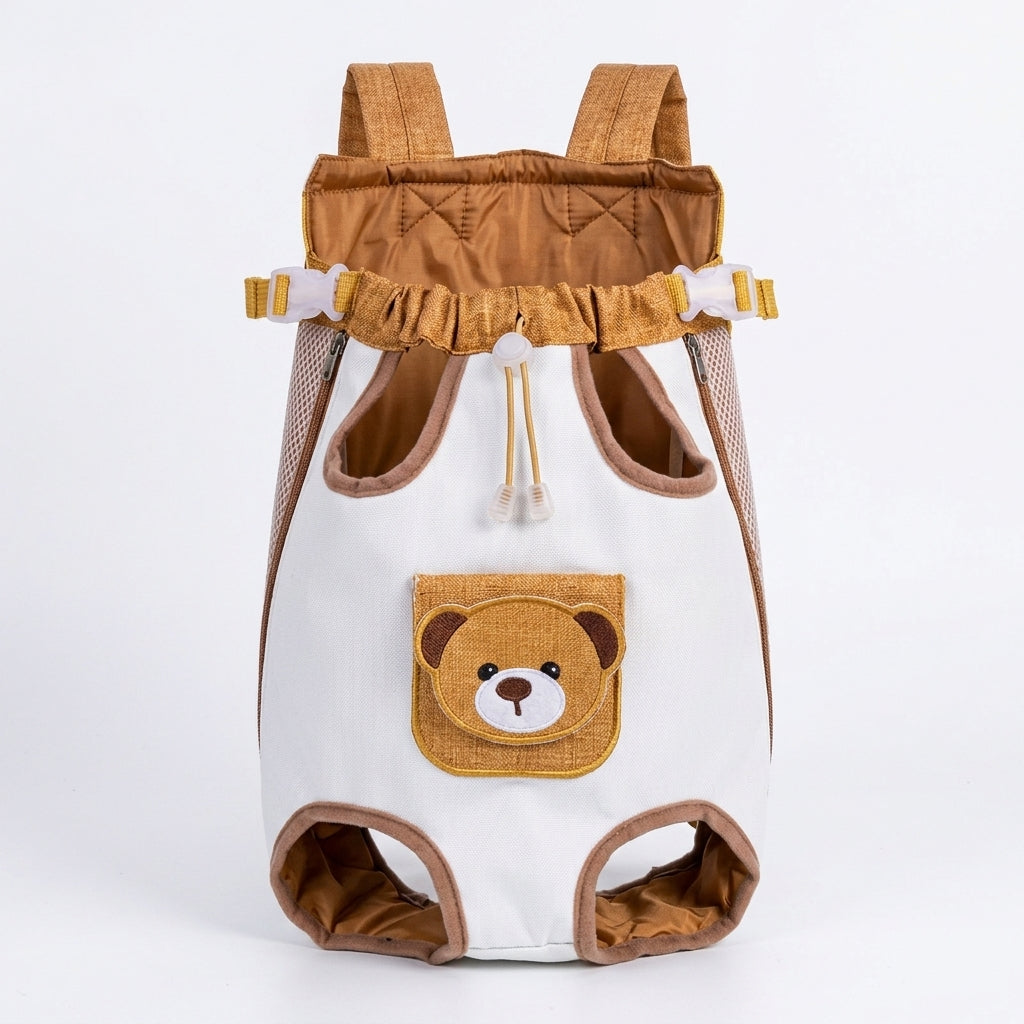 Pommi mochila portadora para mascotas, diseño osito, vista frontal